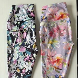 2 Pairs Woman’s RBX Leggings S/P Multicolor Floral Pockets